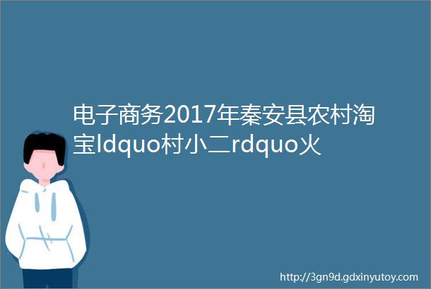 电子商务2017年秦安县农村淘宝ldquo村小二rdquo火热招募中